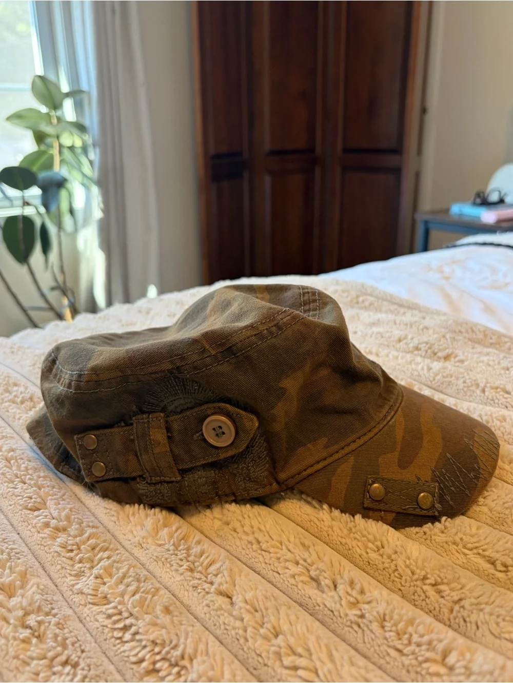 Camo Military Cadet Cap - Olive Green